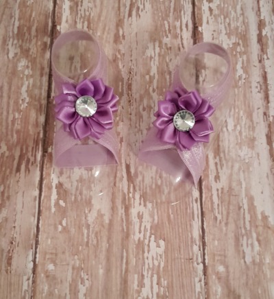 Double Stacked Satin Kanzashi Flower Barefoot Sandals