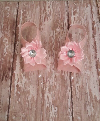 Double Stacked Satin Kanzashi Flower Barefoot Sandals