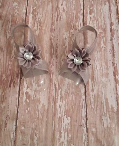 Double Stacked Satin Kanzashi Flower Barefoot Sandals