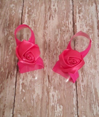 Satin Rosette Flower Barefoot Sandal